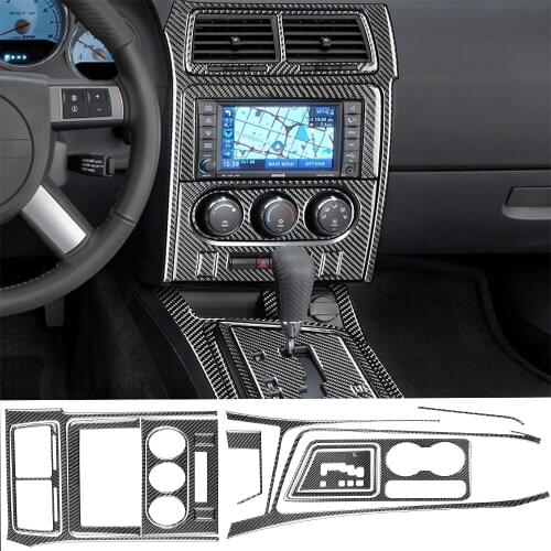 Carbon Fiber for Dodge challenger 2008-2014 Air Vent Outlet Cover Center Console Panel Trim GPS navigation box Car Accessories