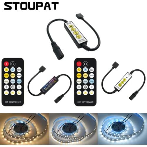 Mini 17 Keys RF IR LED Strip Controller Remote Control Dimmer Adjust Brightness for CCT DC5V-24V 4pin Dual Color Tape Light