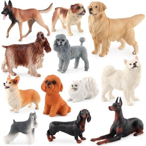Simulated Animal World Mini Pet Dog Model Solid Hand-made Animal Model Ornaments Highly Restored Hair Details