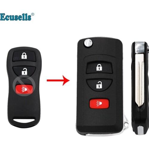 3 buttons modified flip keyless fob key blank remote key shell for Nissan Armada Frontier Murano Pathfinder Quest Titan Xterra