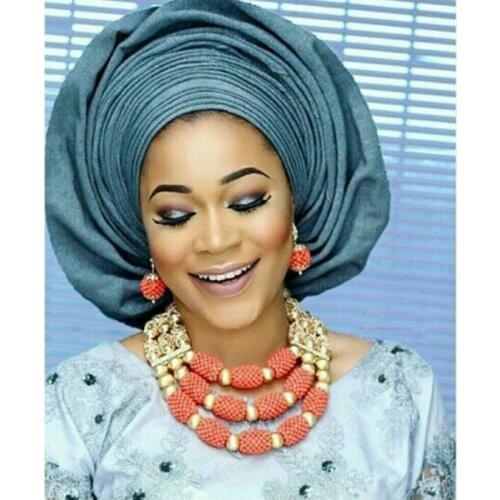 Fashion African Wedding Women Coral Beads Bib Jewelry Set New Costume Bridal Necklace Set Hot Free Shipping CNR673