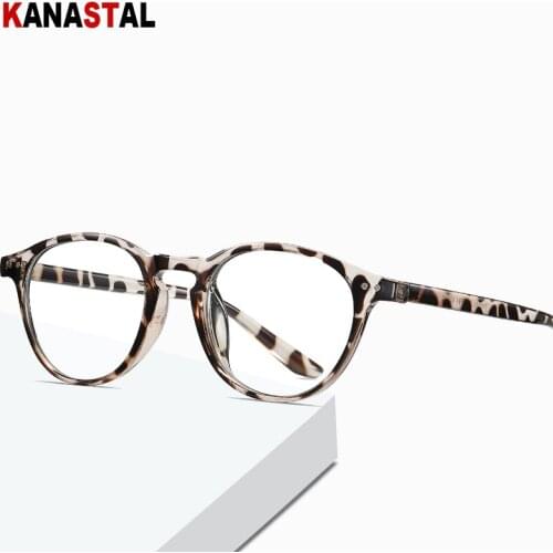 Men Women Glasses Frame Anti-BlueLight Glasses TR90 Round Leopard Retro Frame Eyeglasses Support Myopia Hyperopia Optic Eyewear