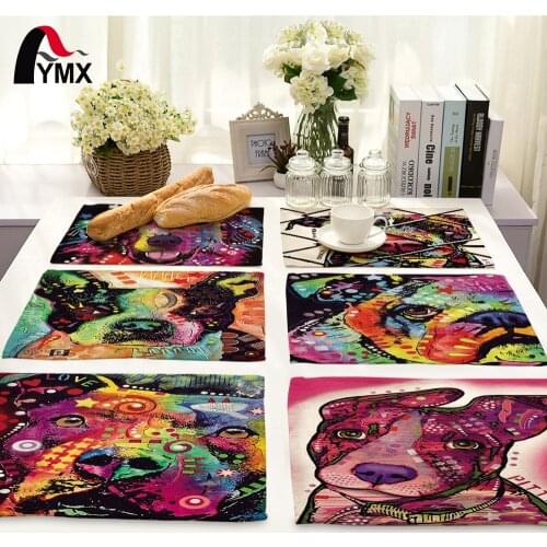 American Style Polyester Cartoon Dog Printed Table Napkins Dinner Napkins for Wedding Tea Coffee Table Decor Western Mats