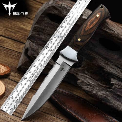 Volton Outdoor sharp knife, portable defense knife, field survival straight knife, wild jungle knife, fine knife 8cr13mov blade