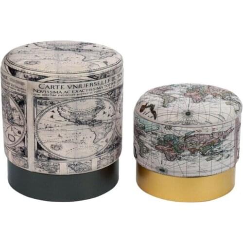 Footrest DKD Home Decor Velvet Metal Vintage (35 x 30 x 35 cm) (40 x 40 x 44 cm)