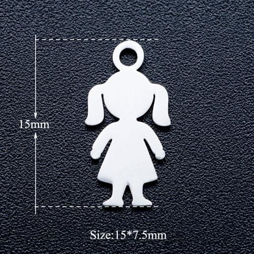 5pcs/lot 316L Stainless Steel Little Girl DIY Charm Pendant Wholesale Pendants for Necklaces Factory Direct Selling