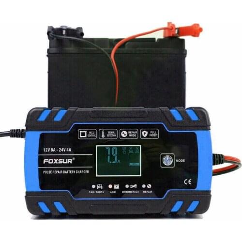 Portable Smart Car Battery Charger Jump Starter Pulse Repair 12V-24V 8A Durable Auto Batteries Chargers Cars Replacement Parts