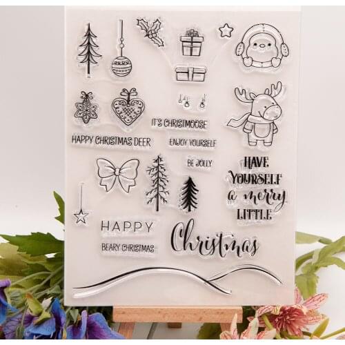 Happy Beary Christmas Transparent Stamps + Metal Cutting Dies Embossing DIY