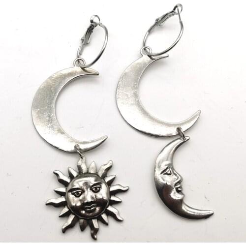 Crescent earrings mysterious gothic jewelry witch celtic pagan Sun Star Celestial Gift moon phase goddess fashion woman gift