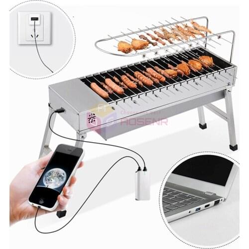 NEW Stainless Steel Foldable BBQ Grill USB Electric Charcoal Grill Folding Automatic Flip Barbecue Stove