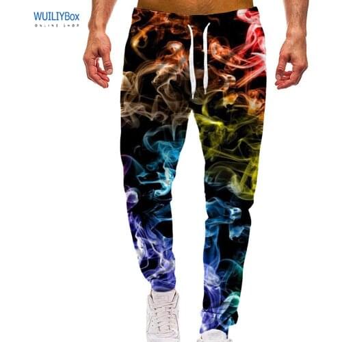 Unisex 3D Print Sports Jogger Rainbow Smoke Pants Casual Graphic Trousers Men/Women Harajuku Sweatpants with Drawstrin