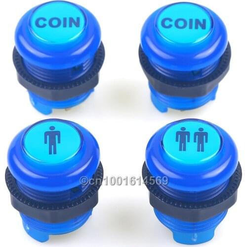 LED Illuminated Lamps Arcade LED Start Player Push Button 1 Player + 2 Player + 2 x LED Coin Buttons For PS3 Project & MAME Game