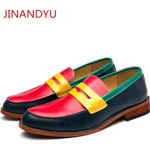 Fashion Men Loafer Shoes Big Size 47 48 Wedding Party Leather Shoes Men Lace Up Pointed Toe Dress Shoes Multi Color Formal Shoes