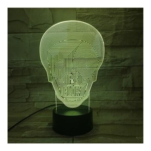 Skull Smart Night Light Projector Acrylic Nightlight 3D LED Table Lamp Smart Phone Control Halloween Atmosphere Decor Kids Gift