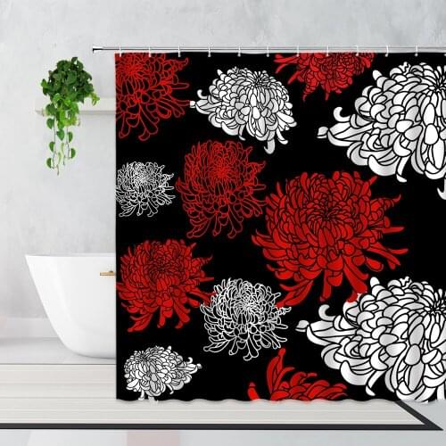 Red Dahlia Shower Curtain Beautiful Plants Flowers Girl Bathroom Decor Bath Curtains Waterproof Polyester With Hooks Washable
