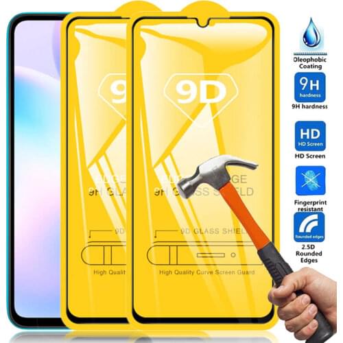 2Pcs 9D Full Cover Glass For Xiaomi Redmi 9A Protective Glass on Xiomi Redmi 9A A9 Redmi9a M2006C3LG 3D Safety Screen Protectors