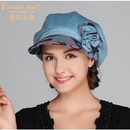 Charles Perra Women Hat Autumn Winter NEW 2020 Wool Hats Warm Casual Beret All-Macth Elegant Lady Fashion Caps 3210