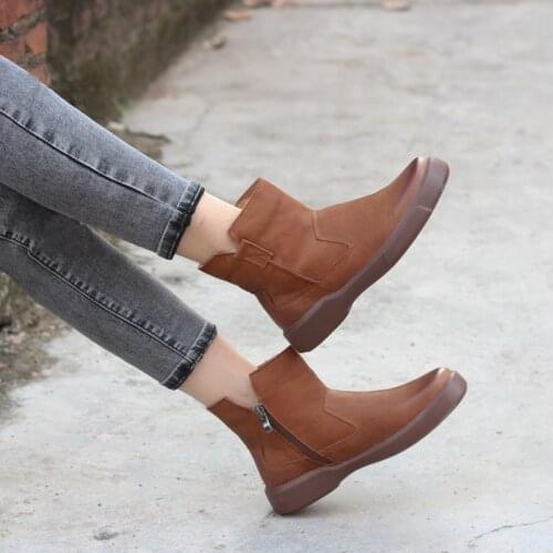 Womens Boots Winter Fur Shoes Plush Ladies Ankle Boots 100% Genuine Leather Woman Boots Female Footwear