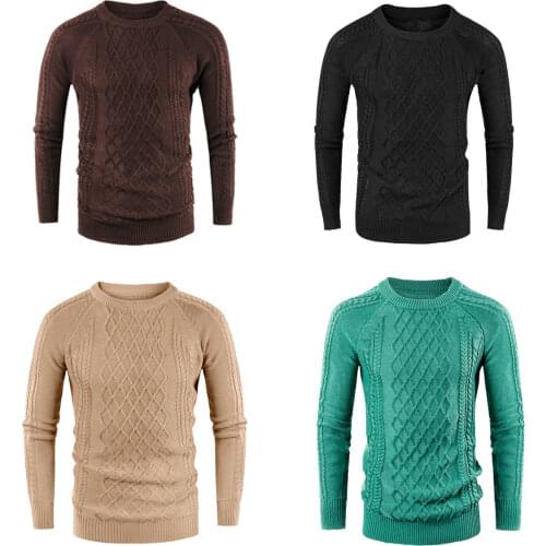 Winter Fashion Men Chunky Warm Knit Pullover Sweater Jumper Casual Mens Thick Crew Neck Long Sleeve Knitted Sweater Tops Clothes