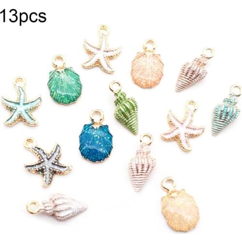 13Pcs Conch Shell Sea Star Charms Hanging Pendants Craft DIY Jewelry Accessory boite bijoux pendenti in acciaio inox vanaxin