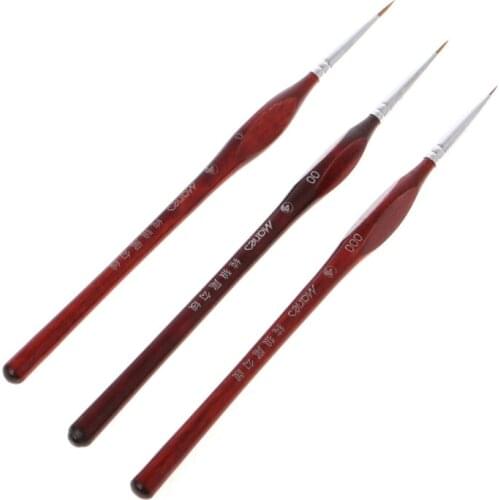 3Pcs Miniature Paint Brushes Professional Wolf Hair Fine Detailing 0~000