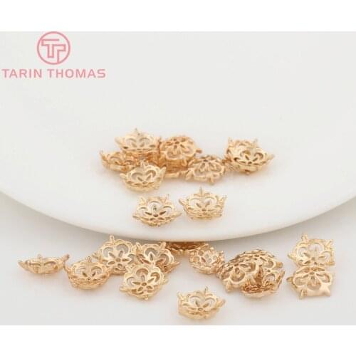 10PCS 10MM 24K Champagne Gold Color Plated Brass Snowflake Beads Caps High Quality Diy Jewelry Accessories