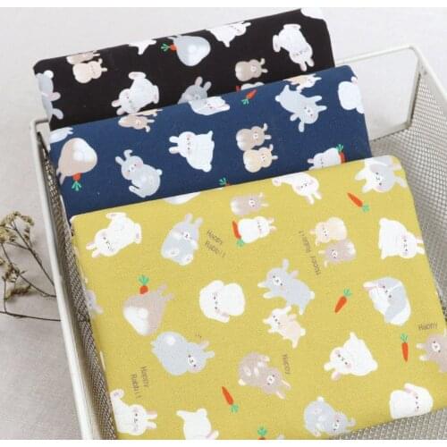 45cm*110cm/Piece,Cartoon Rabbit Cotton Hemp Printing Cloth,Clothing Bag Tablecloth, Curtain Puppet Fabric, DIY Handmade Material