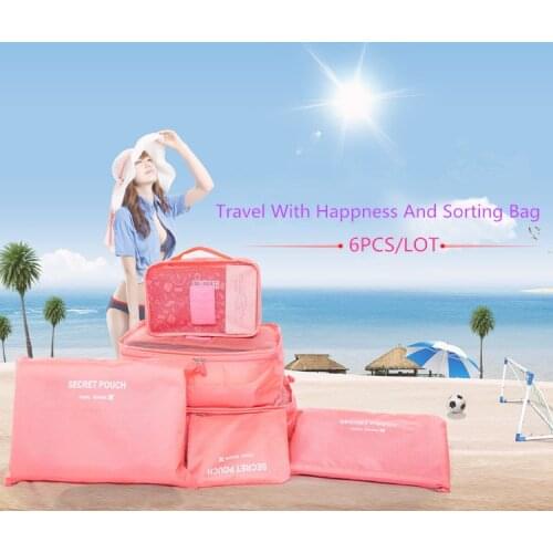 6pcs/lot Portable Polyester Fiber Organizer Bag Foldable Quality Clothes Socks Make Up Underwear Storage Bag Travel Sorting Bag