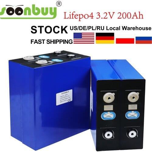 NEW 4PCS Lifepo4 3.2v200ah new lifepo4 rechargeable battery 3.2v200ah battery, suitable for 12v200ah solar US Europe warehouse