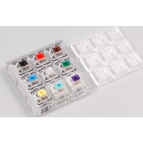 9 Keys Acrylic Gateron Switch Tester G Tiffany 67g Purple Black Red Brown Blue Yellow Green White Switch With Transparent Keycap
