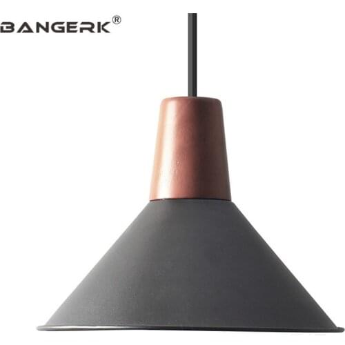 BANGERK Nordic Design Simple Hanging Lamp Loft Iron Wood Modern LED Pendant Light Home Decor Indoor Lighting Fixtures Hanglamp