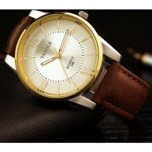 Yazole New Brand Time Leather Straps Sport Roman Business Mens Watches Quartz Men Watch Male Clock Relogio Masculino