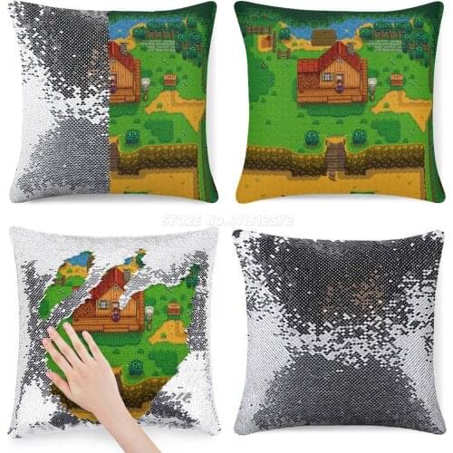 Stardew Valley Sequin Pillowcase Glitter Pillow Case for Sofa Decorative Party Indie Game Stardew Valley Stardew Valley Abigail
