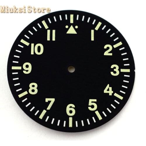 35.5mm Black Watch Dial Luminous Dial Fit Miyota 8205/8215/821A Mingzhu DG2813/3804 Movement