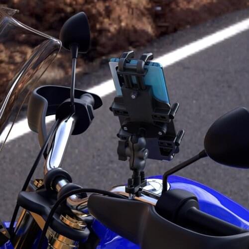 Motorcycle Phone Holder Aluminum Alloy 360-Degree Rotation Universal GPS Bracket with 8 Claws for Handlebar Rear-mirror Mount