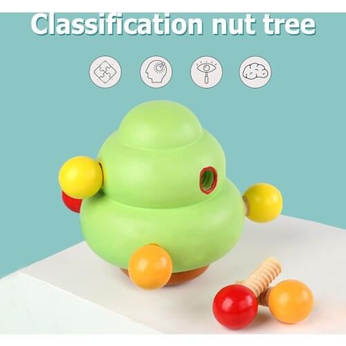 Baby Color Recognition Toy Wooden Nut Tree Matching Children Puzzle DIY Fun Sorting Assembly Early Educational Toys