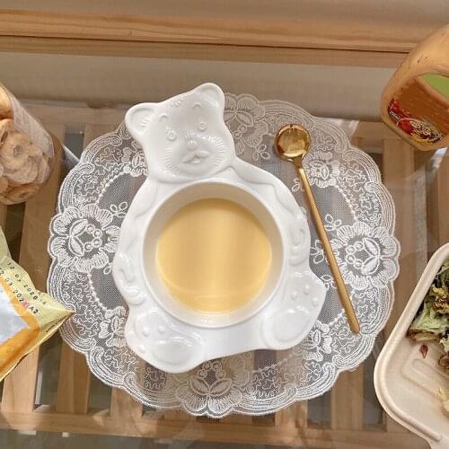Hot Ceramic Bear Shape Steamed Egg Bowl Household Baking Oven Tableware Porcelain Salad Dessert Baking Bowl Kitchen Tools