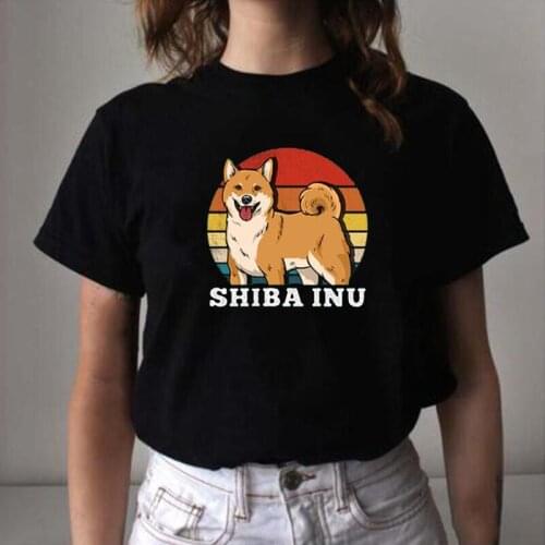 Funny Shiba Inu Cute Dog Print T Shirt Women Tops Harajuku Women Tshirt Summer Short Sleeve Loose Tee Shirt Femme Camiseta Mujer
