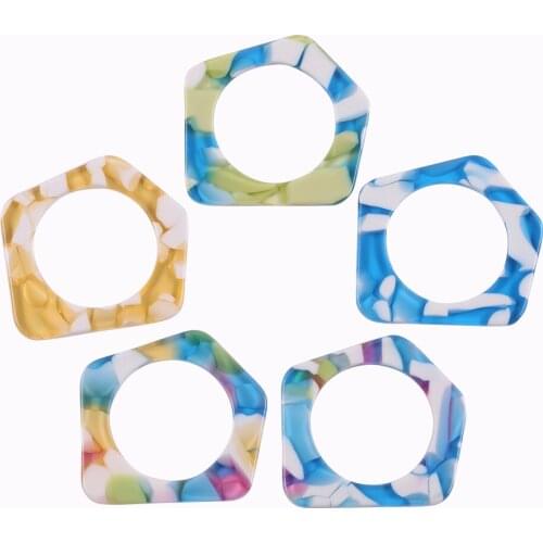 HAOSAW 34*36MM 4Pcs/Lot Acetic Acid Charm/ Geometric Shape/DIY Jewelry Making/Jewelry Accessory/Hand Made/Earring Findings