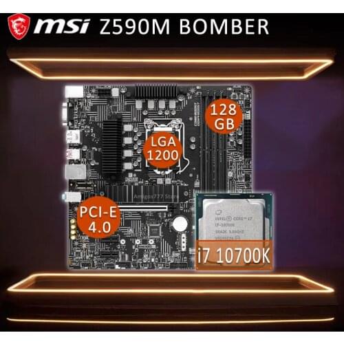 MSI Z590M BOMBER Gaming Motherboard With Intel Core i7 10700KF Motherboard Combo i7 DDR4 Intel Z490 Gaming Placa-mãe Kit 1200