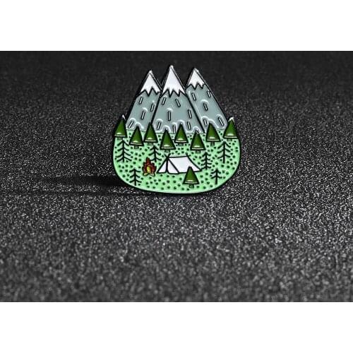 Jungle Mountains Lace Wild campfire Brooch Nature Forest Adventure, Camping Amateur Enamel Pin Hat Bag Accessories