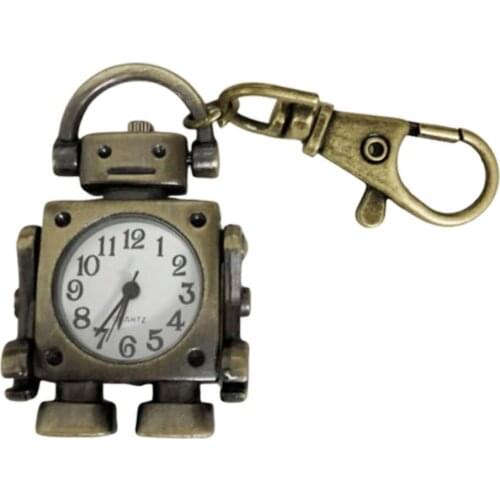 Hot Sales Vintage Robot Shape Keyring/Chain Round Dial Quartz Pocket Watch Pendant Decor