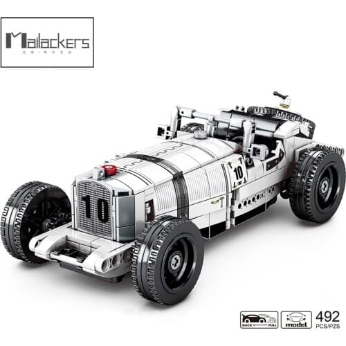 Mailackers Technical Racing Car Pull Back Vehicle Building Block Technical Sports Racer Super-car Bricks Education Toys For Kids