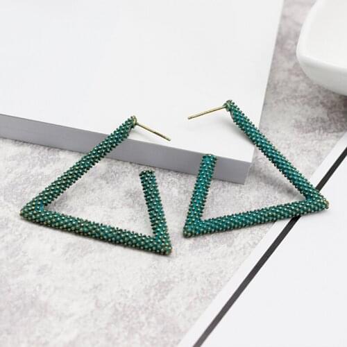 Fashion Triangular Opening Earrings Geometric Hollow Triangular Bohemian Retro Big Earring Party Jewelry For Womens Earrings