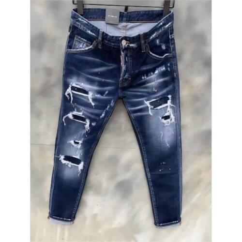 Men DSQ2 Jeans Pencil Pants Motorcycle Party Casual Trousers Street Clothing 2021 Denim Man Clothin 9131