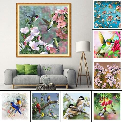 DIY 5D Diamond Painting Birds and Flowers Cross Stitch Kit Full Square Embroidery Mosaic Art Picture of Rhinestones New Arrivals