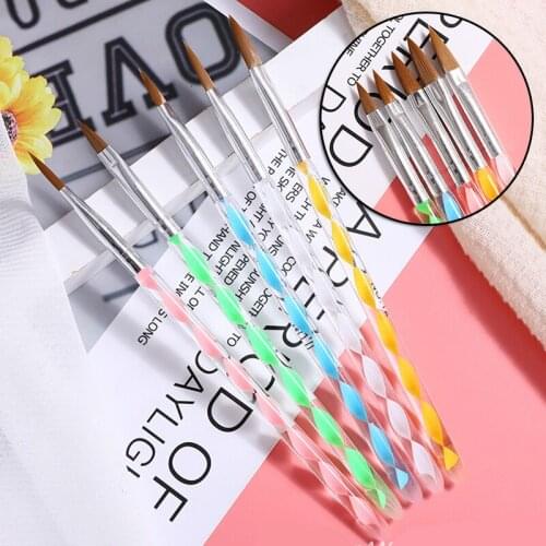 5pcs Nail Art Brush Tools Set Acrylic Gel Builder Painting Drawing Brushes Pens Cuticle Pusher Tool Colorful NK-Shopping