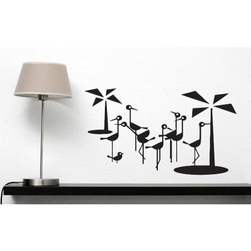 Hummingbird Wall Sticker Vinyl DIY Self-Adhesive Decal Ostriches Flamingo Palm Tree Sofa Background Wall Decor Home Design LA869