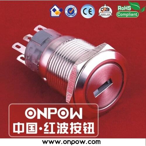 ONPOW 19mm stainless steel two position key lock switch LAS1-AGQ-11Y/21