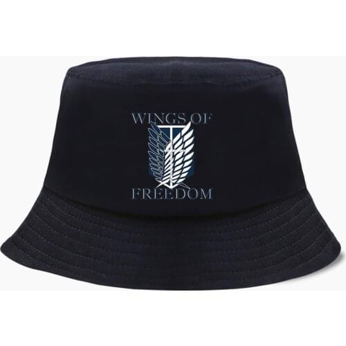 Japan Anime Attack On Titan Panama Bob Bucket Hats Summer Fisherman Hat Mens Women Black Korean Caps Sunscreen Hip Hop Beach Cap